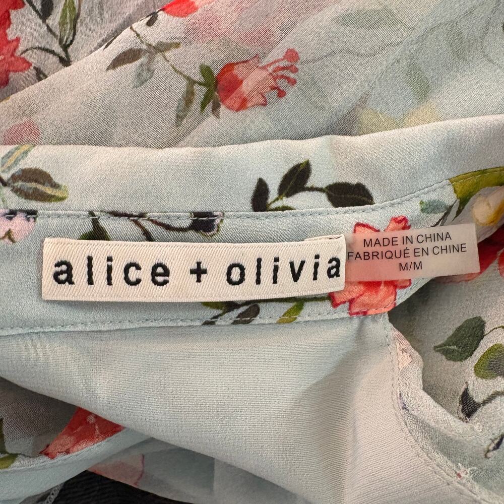 Alice + Olivia Silk Blayne Peasant Top Floral Off Shoulder Casual Flowy - M - Picture 8 of 8